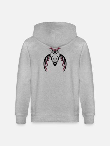 Tribal Eule, tattoo owl - Stanley/Stella Unisex Bio-Kapuzenjacke CULTIVATOR - Grau meliert
