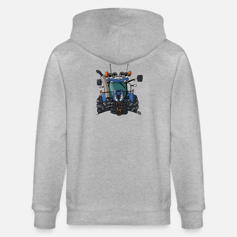 0397 Blauer Traktor - Stanley/Stella Unisex Bio-Kapuzenjacke CULTIVATOR  - Grau meliert