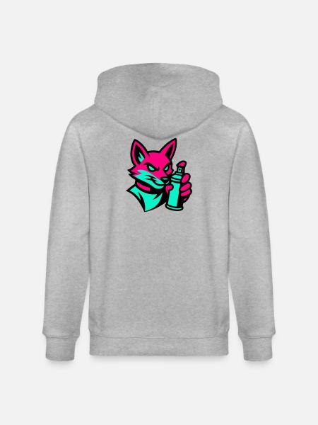 Graffiti Fox - Stanley/Stella CULTIVATOR Unisex Organic Hooded Jacket - heather grey