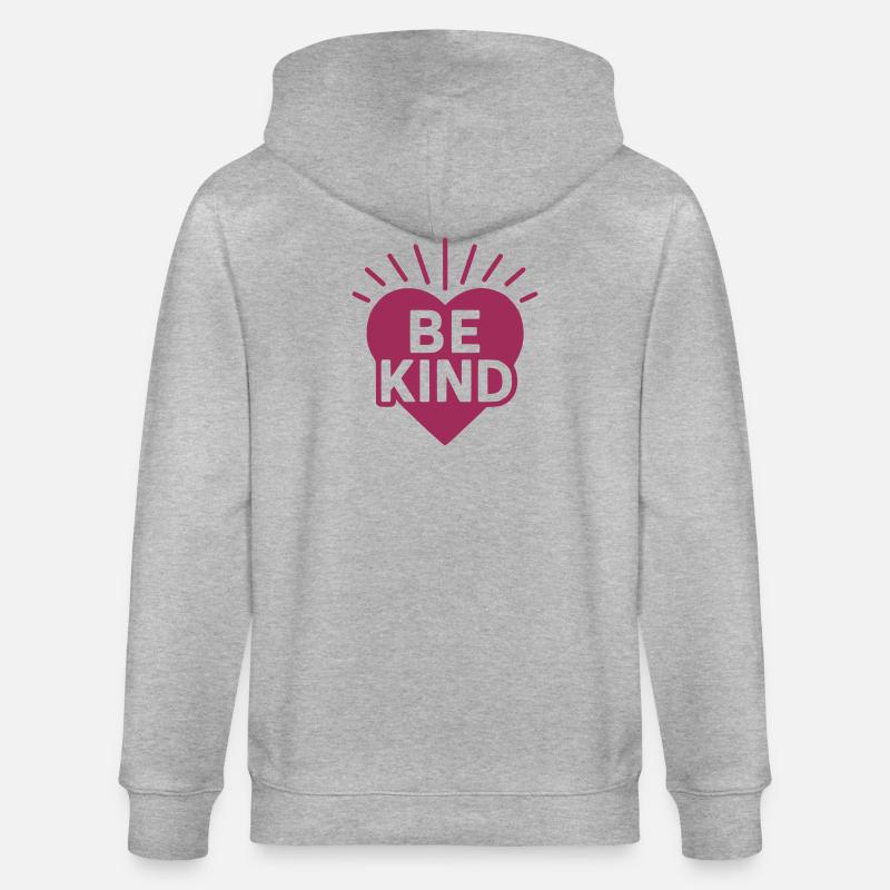 Herz mit Be Kind Botschaft - Stanley/Stella Unisex Bio-Kapuzenjacke CULTIVATOR  - Grau meliert