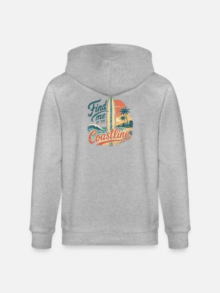 Find me at the coastline - Stanley/Stella CULTIVATOR Unisex Organic Hooded Jacket - heather grey