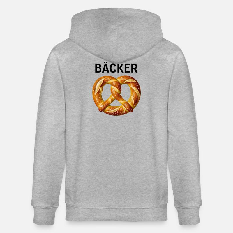 Bäcker Kostüm Brezel Beruf Karneval Bäckerei - Stanley/Stella Unisex Bio-Kapuzenjacke CULTIVATOR  - Grau meliert