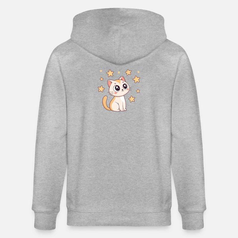 Chat étoilé kawaii - Veste à capuche bio CULTIVATOR Stanley/Stella Unisexe - gris chiné