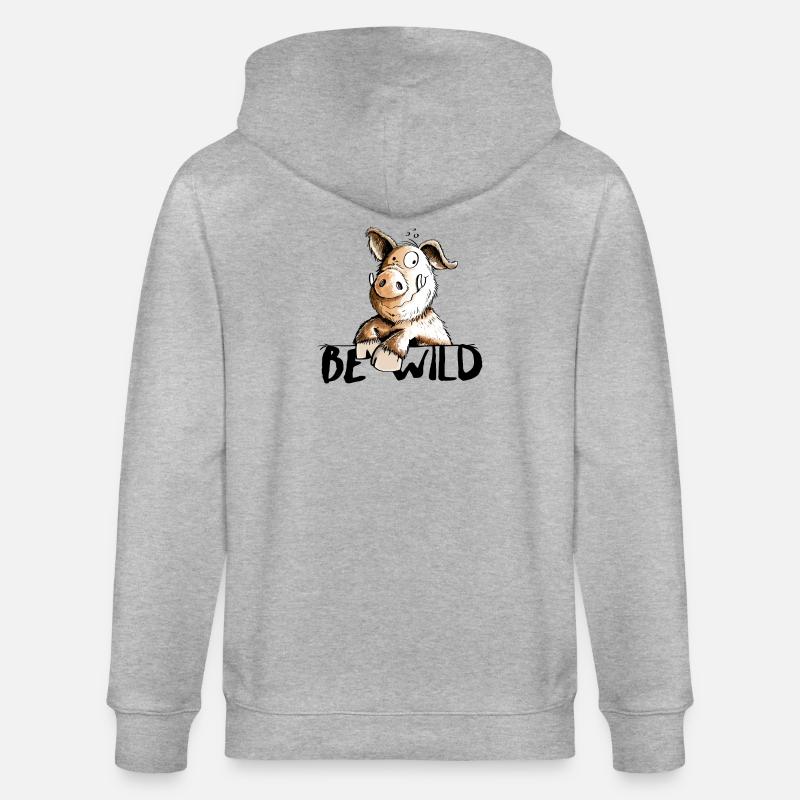 Be Wild Eber - Schwein - Keiler - Stanley/Stella Unisex Bio-Kapuzenjacke CULTIVATOR  - Grau meliert
