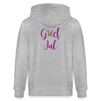God Jul Weihnachten schwedisch nordisch hygge Xmas - Stanley/Stella Unisex Bio-Kapuzenjacke CULTIVATOR  - Grau meliert - Hinten - Luana (180cm)