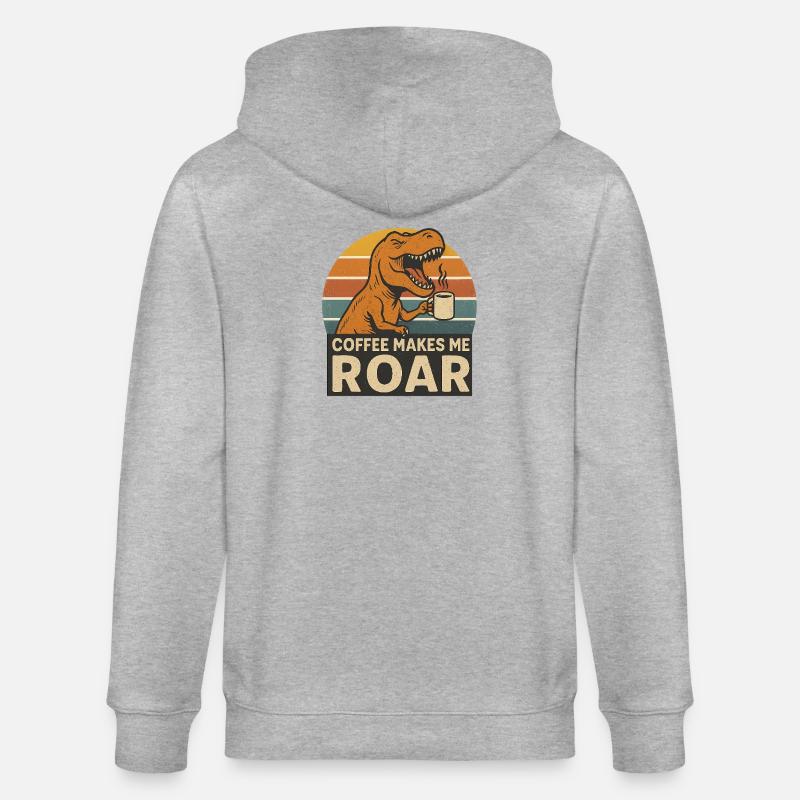 Dinosaur Coffee Roar Fun Design - Stanley/Stella Unisex Bio-Kapuzenjacke CULTIVATOR  - Grau meliert