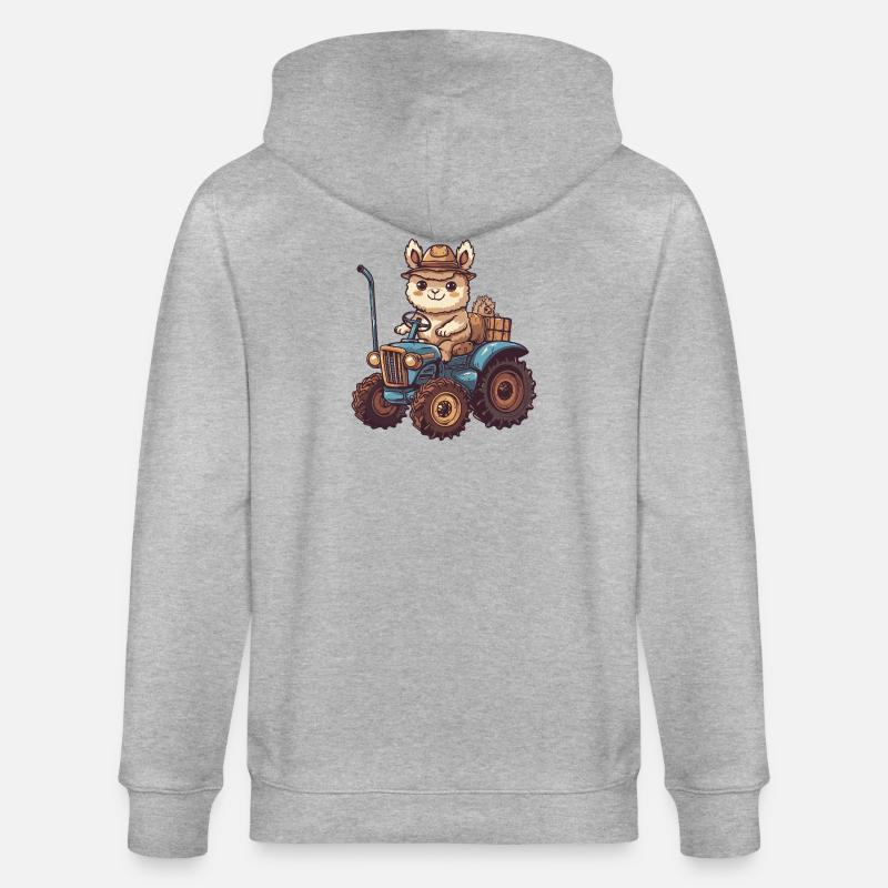 Alpaka Llama Traktor Farmer - Stanley/Stella Unisex Bio-Kapuzenjacke CULTIVATOR  - Grau meliert