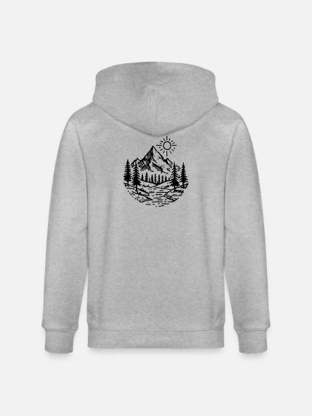 Mountains Landscape Forest - Stanley/Stella CULTIVATOR  Unisex Organic Hooded Jacket - heather grey