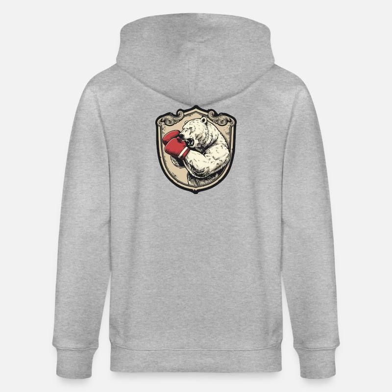 Eisbär Polar Bär Boxer MMA - Stanley/Stella Unisex Bio-Kapuzenjacke CULTIVATOR  - Grau meliert