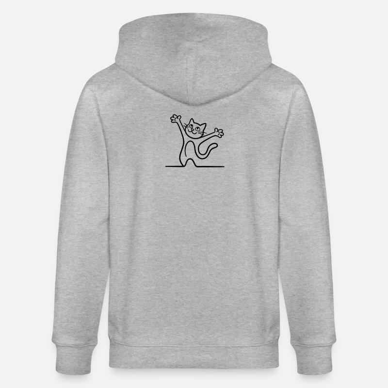 Chat Stretching - Ultra Mignon & Zen - Veste à capuche bio CULTIVATOR Stanley/Stella Unisexe - gris chiné