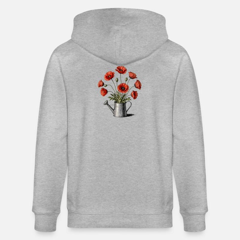 Coquelicots dans un arrosoir - Veste à capuche bio CULTIVATOR Stanley/Stella Unisexe - gris chiné