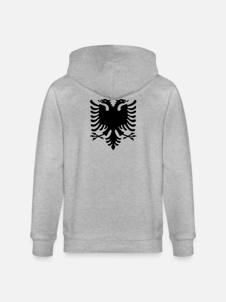 Shqiponja - Doppelkopf Adler - Stanley/Stella CULTIVATOR Unisex Organic Hooded Jacket - heather grey