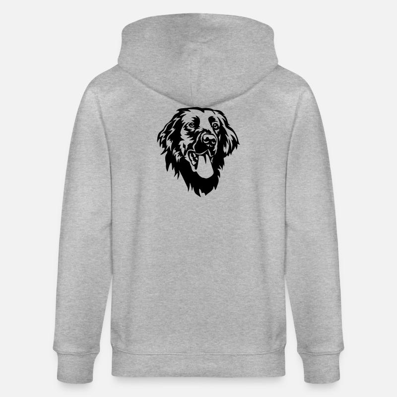 Flat-coated Retriever Kopf - Stanley/Stella Unisex Bio-Kapuzenjacke CULTIVATOR  - Grau meliert