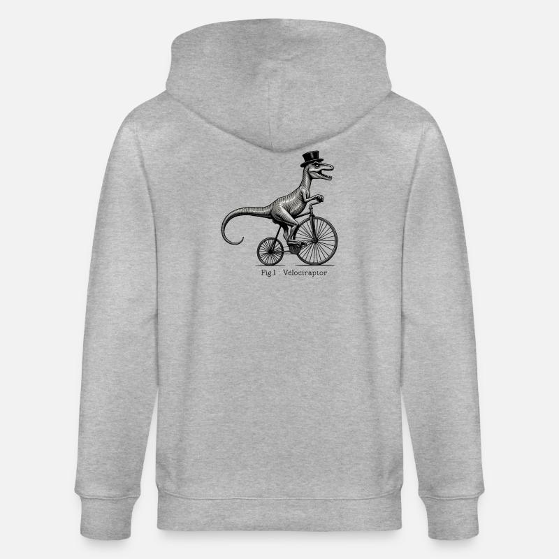 Velociraptor - Stanley/Stella CULTIVATOR  Unisex Organic Hooded Jacket - heather grey