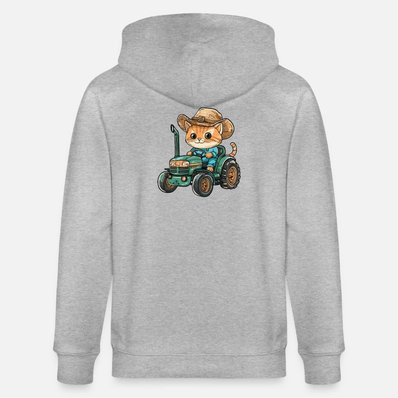 Katze Traktor Farmer - Stanley/Stella Unisex Bio-Kapuzenjacke CULTIVATOR - Grau meliert