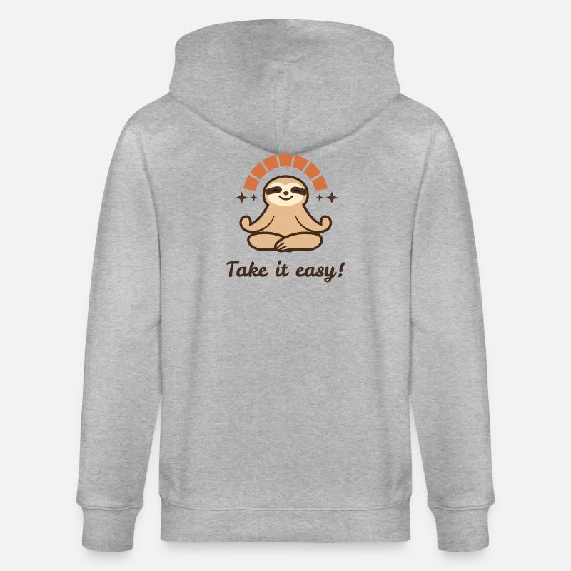 Take it easy – Relaxed Faultier Design - Stanley/Stella Unisex Bio-Kapuzenjacke CULTIVATOR  - Grau meliert