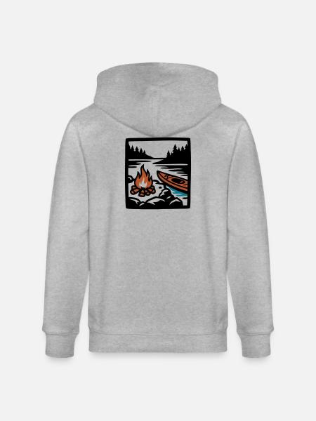 Campfire Canoe Forest Icon - Stanley/Stella CULTIVATOR Unisex Organic Hooded Jacket - heather grey