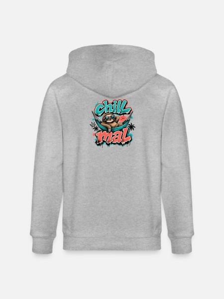 Chill Times Cool Sloth Graffiti Design - Stanley/Stella CULTIVATOR Unisex Organic Hooded Jacket - heather grey