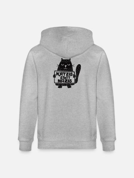 Katzis statt Nazis - Stanley/Stella Unisex Bio-Kapuzenjacke CULTIVATOR - Grau meliert