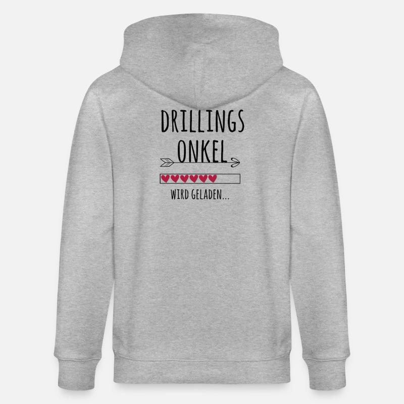werdender Drillingsonkel Schwangerschaft Drillinge - Stanley/Stella Unisex Bio-Kapuzenjacke CULTIVATOR - Grau meliert