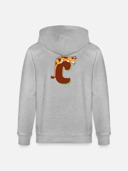 Cat Letter C - Stanley/Stella CULTIVATOR Unisex Organic Hooded Jacket - heather grey