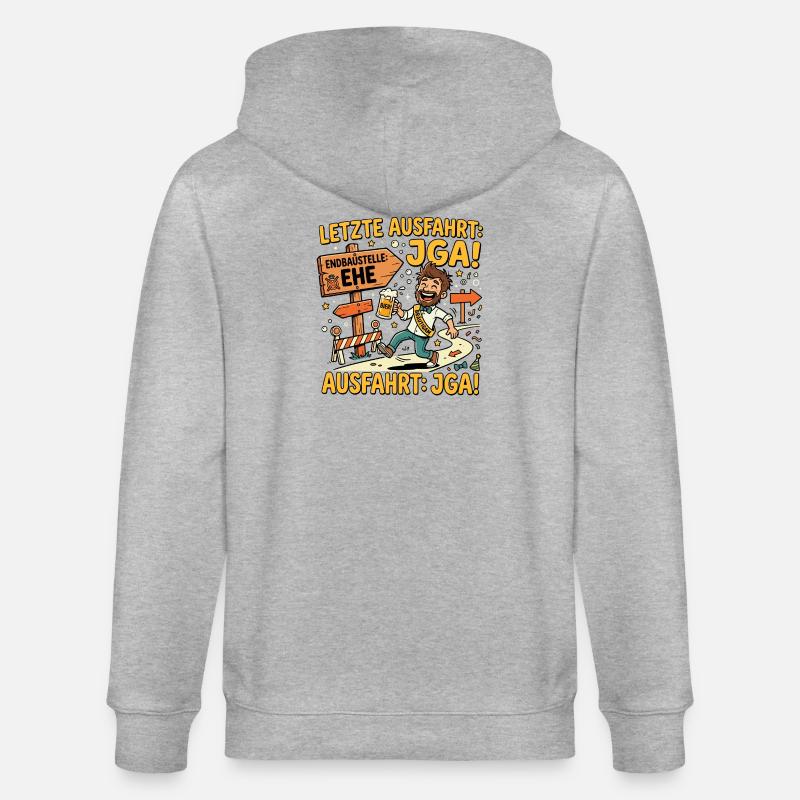 Letzte Ausfahrt JGA Endbaustelle Ehe - Stanley/Stella Unisex Bio-Kapuzenjacke CULTIVATOR  - Grau meliert
