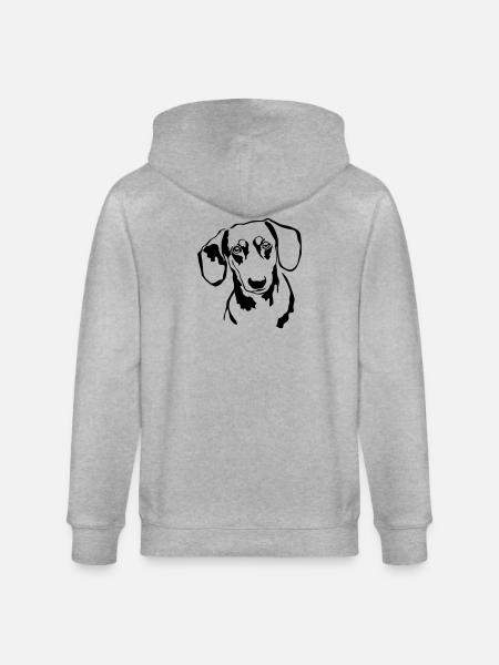 Dachshund head - Stanley/Stella CULTIVATOR  Unisex Organic Hooded Jacket - heather grey