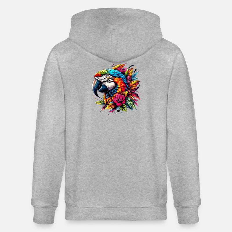 Papagei - Stanley/Stella Unisex Bio-Kapuzenjacke CULTIVATOR - Grau meliert