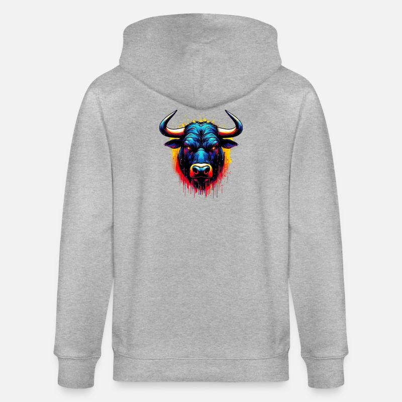 Bull - Stanley/Stella CULTIVATOR  Unisex Organic Hooded Jacket - heather grey