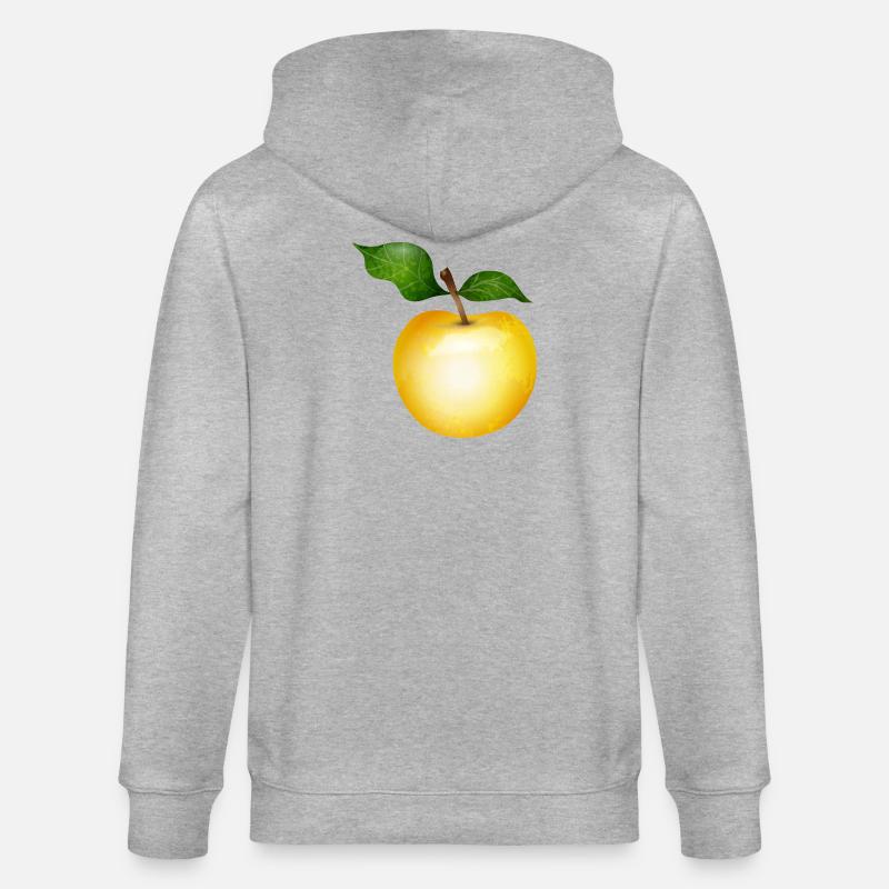 Pomme dorée avec illustration de feuilles vertes - Veste à capuche bio CULTIVATOR Stanley/Stella Unisexe - gris chiné