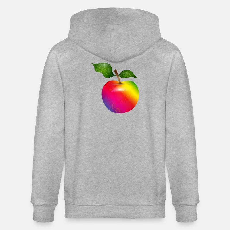 Bunter Regenbogen-Apfel mit Blättern Illustration - Stanley/Stella Unisex Bio-Kapuzenjacke CULTIVATOR  - Grau meliert