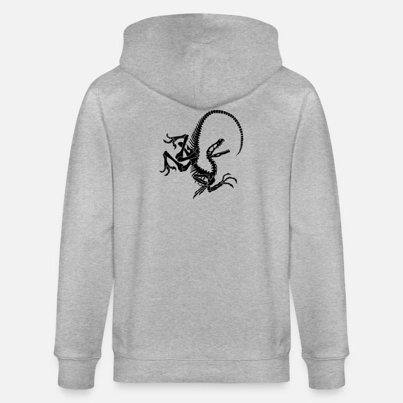 Raptor Skeleton - Stanley/Stella CULTIVATOR  Unisex Organic Hooded Jacket - heather grey