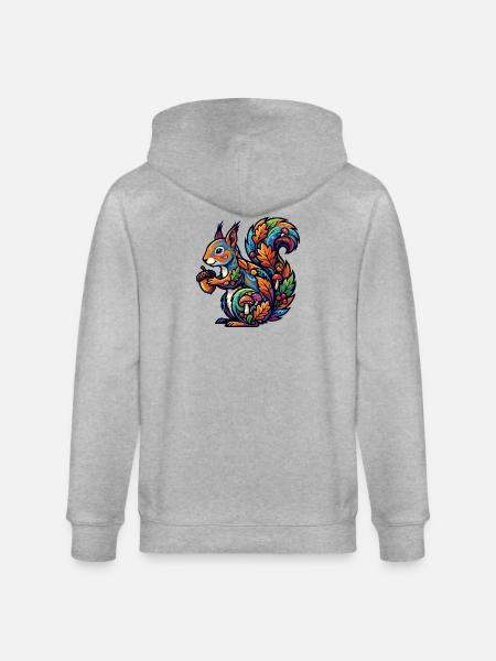 Buntes Eichhörnchen Herbstzauber Nuss Waldbewohner - Stanley/Stella Unisex Bio-Kapuzenjacke CULTIVATOR  - Grau meliert