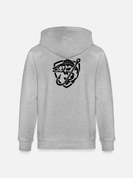 Pike Fish Fishing Icon - Stanley/Stella CULTIVATOR Unisex Organic Hooded Jacket - heather grey