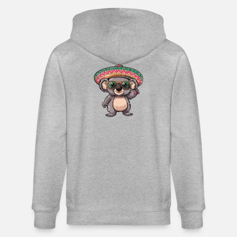 Koala Comic Sombrero drôle - Veste à capuche bio CULTIVATOR Stanley/Stella Unisexe - gris chiné