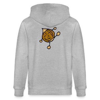 Nuss Haselnuss lustig cool positive Essen - Stanley/Stella Unisex Bio-Kapuzenjacke CULTIVATOR  - Grau meliert - Hinten - Luana (180cm)