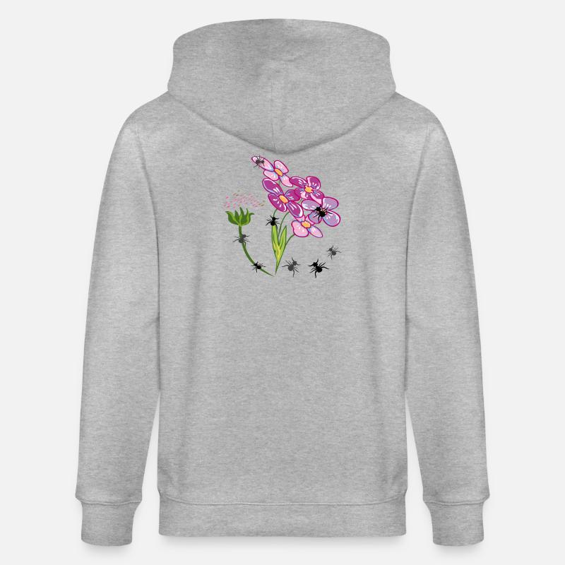 Fleurs avec des fourmis insectes - Veste à capuche bio CULTIVATOR Stanley/Stella Unisexe - gris chiné