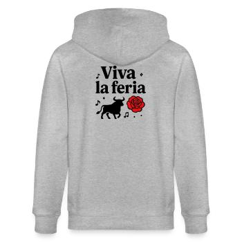Motif Vive La Féria Taureau Banda Sud-Ouest - Veste à capuche bio CULTIVATOR Stanley/Stella Unisexe - gris chiné - Dos - Luana (180cm)