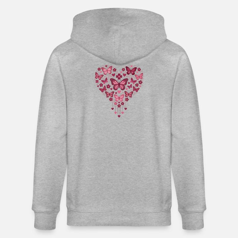 Cœur Papillon Fleuri Éclat - Veste à capuche bio CULTIVATOR Stanley/Stella Unisexe - gris chiné