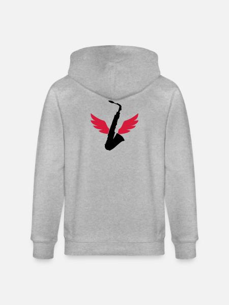 Saxophone / Saxophon - Stanley/Stella CULTIVATOR Unisex Organic Hooded Jacket - heather grey