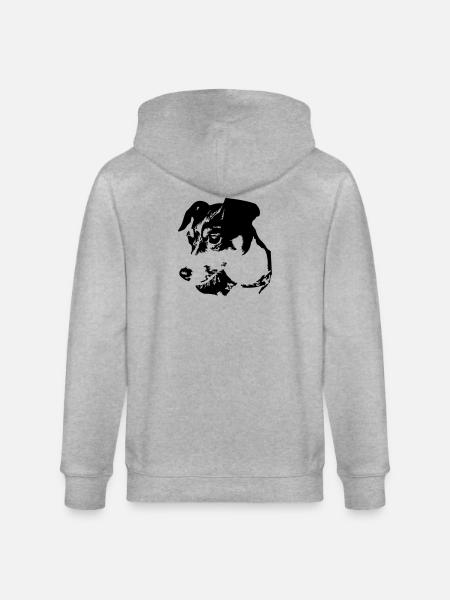 Jack Russell Terrier head - Stanley/Stella CULTIVATOR  Unisex Organic Hooded Jacket - heather grey
