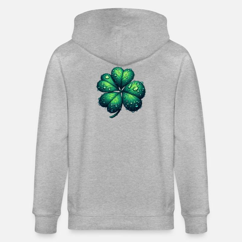 Vierblättriges Kleeblatt - Stanley/Stella Unisex Bio-Kapuzenjacke CULTIVATOR  - Grau meliert