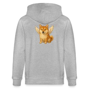 Cute Shiba Inu Angel Cartoon Satisfied Dogs - Stanley/Stella CULTIVATOR  Unisex Organic Hooded Jacket - heather grey - Back - Luana (180cm)