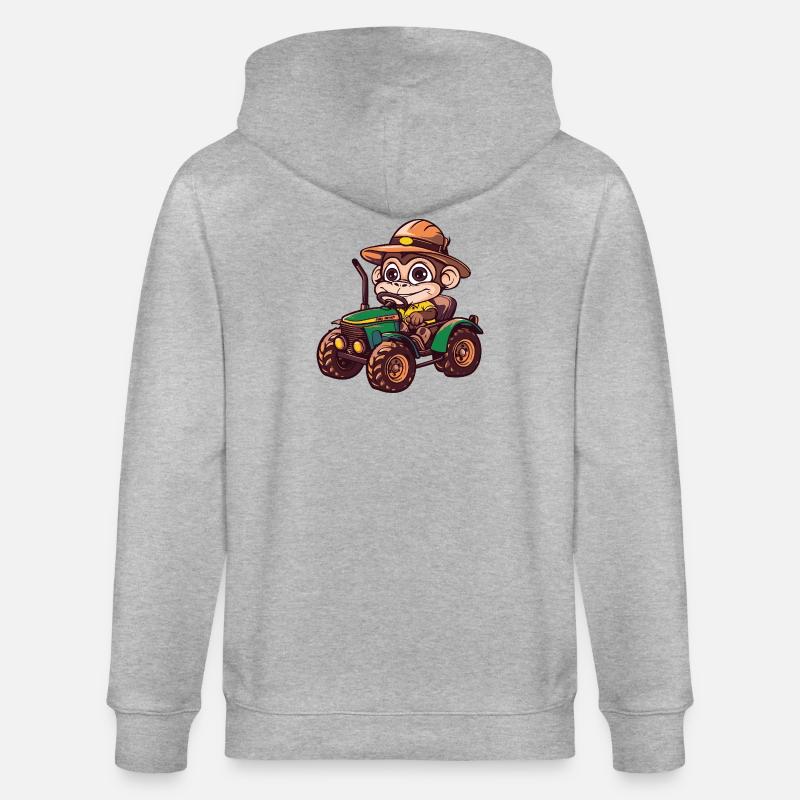 Affe Traktor Farmer - Stanley/Stella Unisex Bio-Kapuzenjacke CULTIVATOR  - Grau meliert