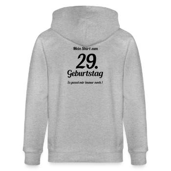 Passt seit 29 - Stanley/Stella Unisex Bio-Kapuzenjacke CULTIVATOR  - Grau meliert - Hinten - Luana (180cm)