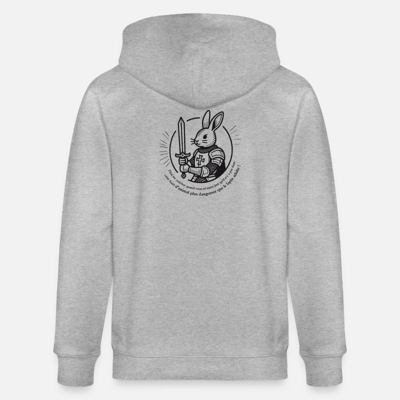 Lapin Chevalier Épée et Armure - Veste à capuche bio CULTIVATOR Stanley/Stella Unisexe - gris chiné