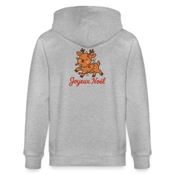 Festliche Helle Rentiere - Stanley/Stella Unisex Bio-Kapuzenjacke CULTIVATOR  - Grau meliert - Hinten - Luana (180cm)