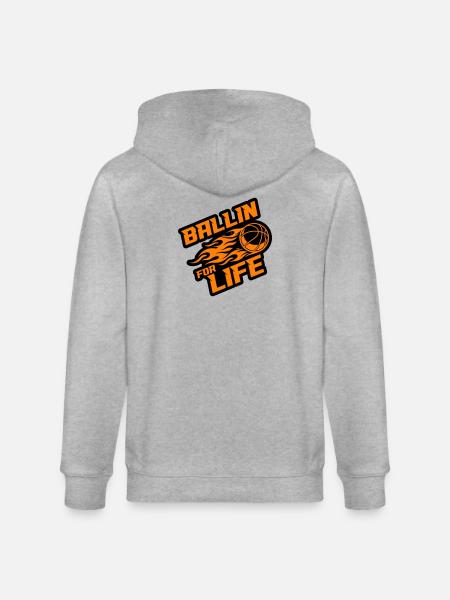 Basketball Ballin Saying - Stanley/Stella CULTIVATOR Unisex Organic Hooded Jacket - heather grey