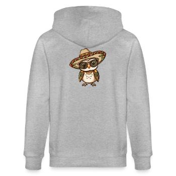 Sombrero comique drôle de la bande dessinée de la chouette - Veste à capuche bio CULTIVATOR Stanley/Stella Unisexe - gris chiné - Dos - Luana (180cm)