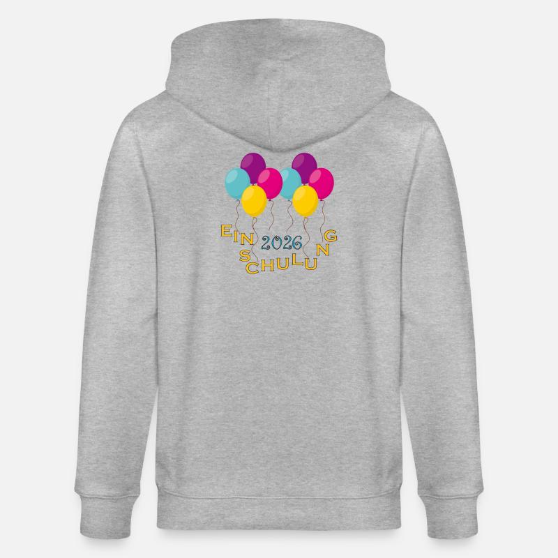 Bunte Ballons Einschulung - Stanley/Stella Unisex Bio-Kapuzenjacke CULTIVATOR  - Grau meliert